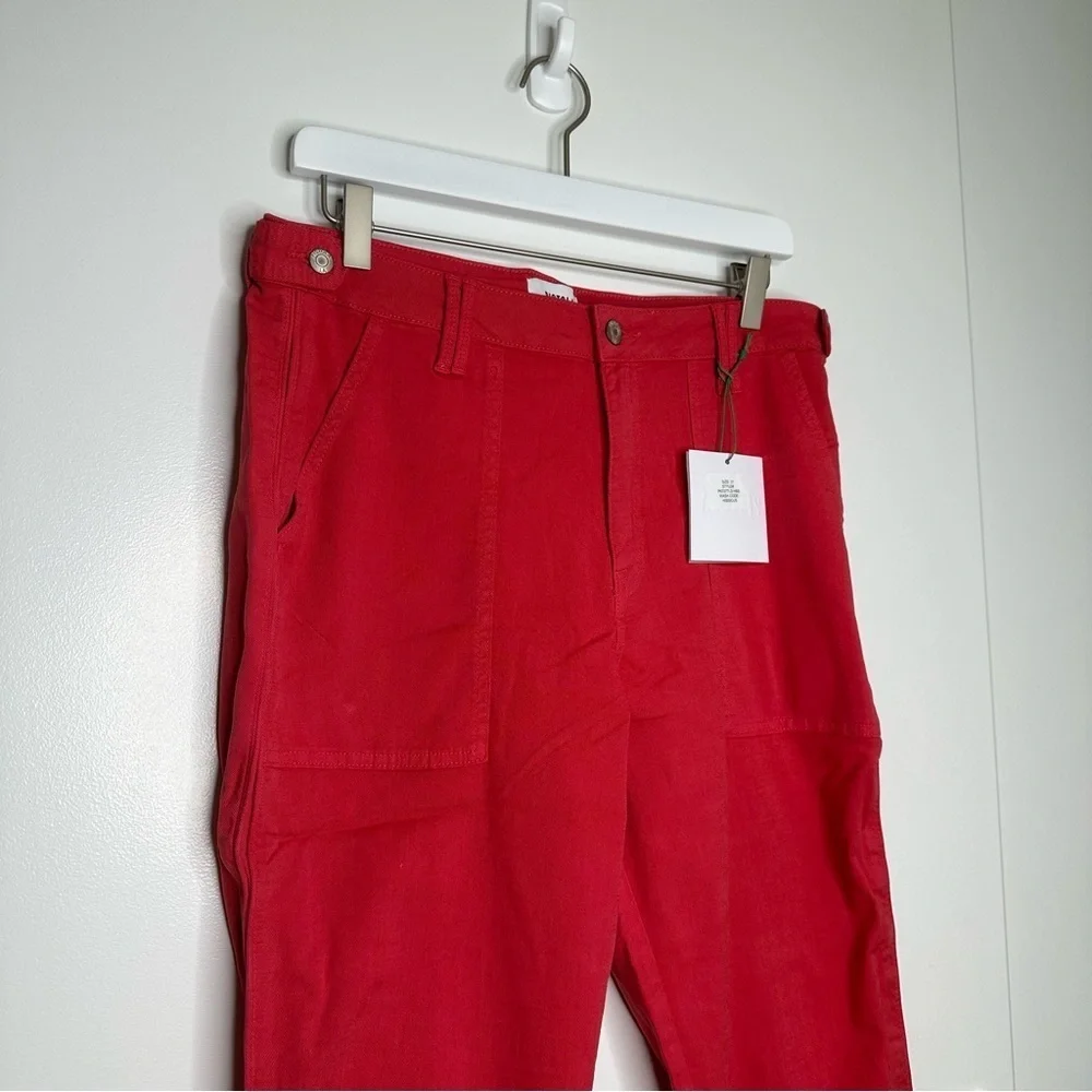 Pistola Erin High Rise Utility Crop Straight Leg Pants Coral Size 31 NWT